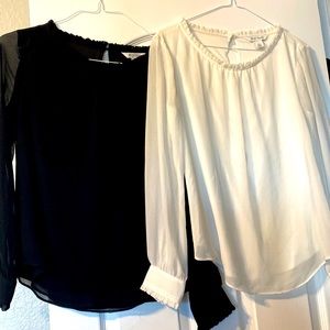 2 WHBM long sheer sleeve blouses